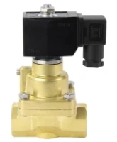 Клапан электромагнитный DN.ru VS1000-PT-NC-220VAC 1 1/2″ Ду40 Ру12 соленоидный двухходовой поршневой, резьбовой, корпус - латунь, уплотнение - PTFE, пилотного действия, нормально закрытый, катушка - 220В AC