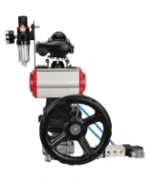 Кран шаровой DN.ru BV3232P(3pc)-FP-W-ISO-H Ду50 Ру40, полнопроходной, нержавеющая сталь 316, PTFE, под приварку, с пневмоприводом PA-DA-083, пневмораспределителем 4V320-10 AC220V, БКВ APL-210N, ручным дублером MON2-450-T28-ISO, БПВ AFC2000