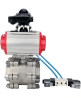 Кран шаровой DN.ru BV3232P(3pc)-FP-SW-ISO-H Ду65 Ру63 полнопроходной, корпус - нержавеющая сталь SS316, под приварку, с пневмоприводом PA-SA-130, пневмораспределителем 4V320-08 AC220V, БКВ APL-210N