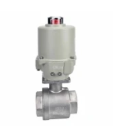 Кран шаровой DN.ru BV3232P(2pc)-FP-T-ISO-H Ду40 Ру63 полнопроходной двухходовой, нержавеющая сталь SS316, внутренняя резьба, уплотнение - PTFE, с электроприводом ГЗ-ОФ-45/11К 220В