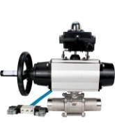 Кран шаровой DN.ru BV3232P(3pc)-FP-W-ISO-H LONG Ду80 Ру25, полнопроходной, трехсоставной, нержавеющая сталь 316, уплотнение - PTFE, под приварку, с пневмоприводом PA-DA-105-1, с пневмораспределителем 4V320-08 AC220V, БКВ APL-410N Ex
