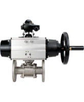 Кран шаровой DN.ru BV3131P(3pc)-FP-F-ISO-H Ду100 Ру16 полнопроходной трехсоставной, фланцевый, нержавеющая сталь 304, уплотнение - PTFE, 22х22, F10, WDVF, с пневмоприводом DN.ru PA-DA-105-1 и БКВ APL-210N