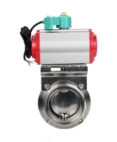 Затвор дисковый поворотный DN.ru WBV3131E-2W-T-H Ду50 Ру10 резьбовой, пищевая нержавеющая сталь 304, уплотнение - EPDM, с пневмоприводом PA-DA-052 и магнитным переключателем ALS200D
