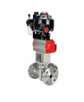 Кран шаровой DN.ru BV3232P(2pc)-FP-3WL-F-ISO-H Ду20 Ру16 HYMT, трехходовой L-тип, полнопроходной, фланцевый, корпус - нержавеющая сталь SS316, с пневмоприводом PA-DA-052, пневмораспределителем 4M310-08 24В NAMUR, БКВ APL-510N EX и БПВ AFC2000