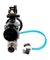 Кран шаровой DN.ru BV3232P(3pc)-FP-W-ISO-H LONG Ду80 Ру25, полнопроходной, трехсоставной, нержавеющая сталь 316, уплотнение - PTFE, под приварку, с пневмоприводом PA-DA-105-1, с пневмораспределителем 4V320-08 AC220V, БКВ APL-210N, БПВ AFC2000