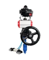 Затвор дисковый поворотный DN.ru WBV1413E-2W-Fb-H Ду150 Ру16, корпус - чугун GGG50, диск - чугун GGG40, EPDM, с пневмоприводом PA-DA-105 двойного действия, с пневмораспределителем 4V320-08 AC220V, с БКВ APL-410N EX, с ручным дублером MON3-700-T38-ISO