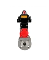 Кран шаровой DN.ru BV3232P(2pc)-FP-F-ISO-H Ду50 Ру16 полнопроходной двухходовой, нержавеющая сталь 316, фланцевый, уплотнение - PTFE, с пневмоприводом PA-DA-083 и БКВ APL-410N EX