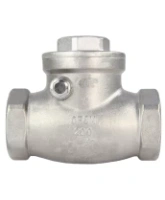 Клапан обратный DN.ru VC3232P-T 1 1/4″ Ду32 Ру16 муфтовый, поворотный, корпус - нержавеющая сталь, диск - нержавеющая сталь, уплотнение - PTFE