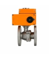 Кран шаровой DN.ru BV3232P(2pc)-FP-F-ISO-H Ду50 Ру16 полнопроходной фланцевый, корпус - нержавеющая сталь 316, уплотнение - PTFE, с электроприводом DN.ru QT-N-008EM-O1-220VAC-У1 HARK
