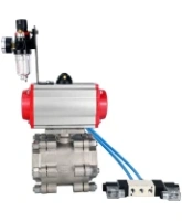 Кран шаровой DN.ru BV3232P(3pc)-FP-SW-ISO-H Ду65 Ру63 полнопроходной, корпус - нержавеющая сталь SS316, под приварку, с пневмоприводом PA-SA-130, пневмораспределителем 4V320-08 AC220V, БПВ AFC2000