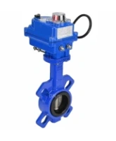 Затвор дисковый поворотный DN.ru WBV1432E-2W-Fb-H Ду40 Ру16, корпус - чугун GGG50, диск - нержавеющая сталь 316L, уплотнение - EPDM, с электроприводом DN.ru QT-N-003EM-O1-220VAC-У1 blue 220В