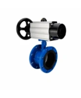 Затвор дисковый поворотный DN.ru WBV1331E-2W-F-H Ду50 Ру16 фланцевый, корпус - чугун GGG40, диск - нержавеющая сталь 304, уплотнение - EPDM, с пневмоприводом DN.ru PA-DA-105-1
