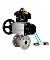 Кран шаровой DN.ru BV3232P(2pc)-FP-F-ISO-H WDVF Ду100 Ру16 полнопроходной, фланцевый, корпус - нержавеющая сталь 316, уплотнение - PTFE, с пневмоприводом PA-DA-105-1, пневмораспределителем 4V320-08 AC220V и БКВ APL-410N EX