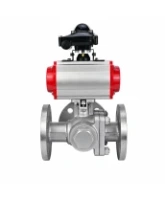 Кран шаровой DN.ru BV3232P(2pc)-FP-3WL-F-ISO-H Ду20 Ру16 HYMT, трехходовой L-тип, полнопроходной, фланцевый, корпус - нержавеющая сталь SS316, с пневмоприводом PA-DA-052, пневмораспределителем 4M310-08 24В NAMUR и БКВ APL-210N