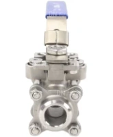 Кран шаровой DN.ru BV3232P(3pc)-FP-W-ISO-H Ду80 Ру25 полнопроходной двухходовой, нержавеющая сталь SS316, под приварку, уплотнение - PTFE, с ISO фланцем и рукояткой