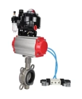 Затвор дисковый поворотный DN.ru WBV3131N-2W-Fb-H Ду150 Ру16, корпус - нержавеющая сталь 304, диск - нержавеющая сталь 304, уплотнение - NBR, с пневмоприводом DN.ru DN.ru PA-SA-160, пневмораспределителем 4V320-08 AC220V, БКВ APL-510N EX и БПВ AFC2000