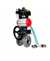 Кран шаровой DN.ru BV3232P(2pc)-FP-F-ISO-H WDVF Ду80 Ру16 полнопроходной, фланцевый, нержавеющая сталь 316, PTFE, с пневмоприводом PA-DA-105, пневмораспределителем 4V320-08 AC220V, БКВ APL-410N EX, БПВ AFC2000 и ручным дублером MON2-450-T28-ISO