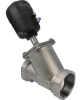 Клапан отсечной пневматический DN.ru VSP3241P-T-1PNC 4″ Ду100 Ру25, корпус - нержавеющая сталь SS316, резьбовой, Y-образный, корпус привода - пластик