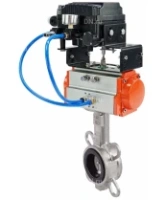 Затвор дисковый поворотный DN.ru WBV3232E-2W-Fb-H Ду150 Ру16, корпус - нержавеющая сталь 316L, диск - нержавеющая сталь 316L, уплотнение - EPDM, с пневмоприводом PA-DA-105 и с электропневматическим поворотным позиционером YT-1000RSN без обратной связи