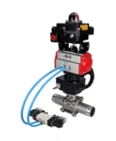 Кран шаровой DN.ru BV3232P(3pc)-FP-W-ISO-H LONG Ду80 Ру25, полнопроходной, нержавеющая сталь 316, уплотнение - PTFE, под приварку, с пневмоприводом PA-DA-083, с пневмораспределителем 4V320-08 AC220V, БКВ APL-410N Ex, ручным дублером MON2-450-T28-ISO