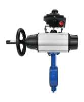 Затвор дисковый поворотный DN.ru WBV1413E-2W-Fb-H Ду150 Ру16, корпус - чугун GGG50, диск - чугун GGG40, уплотнение - EPDM, с пневмоприводом DN.ru PA-DA-105-1 двойного действия, с БКВ APL-410N EX