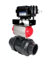 Кран шаровой DN.ru BV4242E-FP-GRM-ISO Дн50 Ру10 полнопроходной, корпус - НПВХ, шар - НПВХ, уплотнение - EPDM, с пневмоприводом PA-SA-065 и пневмопозиционером YT-1000RSN без обратной связи