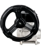Кран шаровой DN.ru BV3232P(3pc)-FP-W-ISO-H Ду80 Ру25 полнопроходной двухходовой, нержавеющая сталь SS316, под приварку, уплотнение - PTFE, с ISO фланцем и редуктором DN.ru HAM RQN-Z