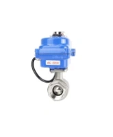 Кран шаровой DN.ru BV3232P(2pc)-FP-T-ISO-H Ду20 Ру63 полнопроходной двухходовой, нержавеющая сталь SS316, внутренняя резьба, уплотнение - PTFE, с электроприводом четвертьоборотным QT-N-003EM-O1-220VAC-У1 blue