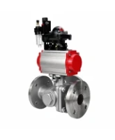 Кран шаровой DN.ru BV3232P(2pc)-FP-3WL-F-ISO-H Ду20 Ру16 HYMT, трехходовой L-тип, полнопроходной, фланцевый, корпус - нержавеющая сталь SS316, с пневмоприводом PA-DA-052, пневмораспределителем 4M310-08 24В NAMUR, БКВ APL-210N и БПВ AFC2000