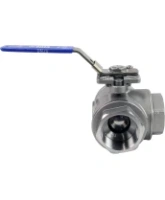 Кран шаровой DN.RU BV3232P(4pc)-SP-3WT-T-ISO-H Ду50 Ру63, 3-ходовой T-тип стандартнопроходной, внутренняя резьба, уплотнение - PTFE, материал корпуса - нержавеющая сталь SS316 с ISO фланцем и рукояткой