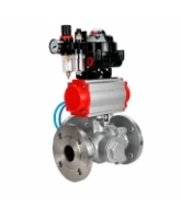 Кран шаровой DN.ru BV3232P(2pc)-FP-3WL-F-ISO-H Ду20 Ру16 HYMT, трехходовой L-тип, полнопроходной, фланцевый, корпус - нержавеющая сталь SS316, с пневмоприводом PA-DA-052, пневмораспределителем 4V320-08 AC220V, БКВ APL-510N EX и БПВ AFC2000