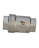 Клапан обратный DN.ru VCS3232P-T 1/2″ Ду15 Ру63 резьбовой, пружинный, корпус - нержавеющая сталь 316, диск - нержавеющая сталь 316, уплотнение - металл