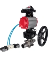 Кран шаровой DN.ru BV3232P(3pc)-FP-W-ISO-H LONG Ду65 Ру25 полнопроход., корпус - нерж.сталь 316, уплотнение - PTFE, под приварку, с пн.приводом PA-DA-083, пн.распределителем 4V320-08 AC220V, редуктором MON2-450-T28-ISO и БКВ APL-210N