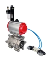 Кран шаровой DN.ru BV3232P(3pc)-FP-SW-ISO-H Ду65 Ру63 полнопроходной, корпус - нержавеющая сталь SS316, под приварку, с пневмоприводом PA-SA-130, пневмораспределителем 4V320-08 AC220V, БПВ AFC2000