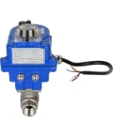 Кран шаровой DN.ru BV3232P(2pc)-FP-T-ISO-H 3/8″ Ду10 Ру63 полнопроходной двухходовой, нержавеющая сталь SS316, внутренняя резьба, уплотнение - PTFE, с электроприводом четвертьоборотным DN.ru QT-N-003EM-O1-12VDC-У1 blue