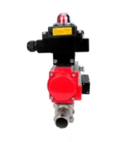 Кран шаровой DN.ru BV3232P(3pc)-FP-W-ISO-H LONG Ду80 Ру25 полнопроходной, корпус - нержавеющая сталь 316, уплотнение - PTFE, под приварку, с пневмоприводом DN.ru PA-SA-130, пневмораспределителем 4M310-08 AC220V и БКВ APL-410N EX