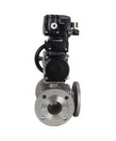 Кран шаровой DN.ru BV3232P(4pc)-FP-3WL-F Ду100 Ру16 полнопроходной трехходовой, фланцевый, корпус - нержавеющая сталь SS316, с пневмоприводом DN.ru PA-DA-105-1 двойного действия и пневмопозиционером YT-1000RSN без обратной связи