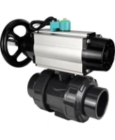 Кран шаровой DN.ru BV4242E-FP-GRM-ISO Дн50 Ру10 полнопроходной, корпус - НПВХ, шар - НПВХ, уплотнение - EPDM, с пневмоприводом PA-DA-105-1, пневмораспределителем 4M310-08 AC220V и магнитным переключателем ALS200D