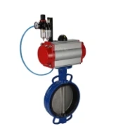 Затвор дисковый поворотный DN.ru WBV1413E-2W-Fb-H Ду200 Ру16, корпус - чугун GGG50, диск - чугун GGG40, уплотнение - EPDM, с пневмоприводом DN.ru PA-SA-160 с возвратными пружинами, пневмораспределителем 4M310-08 AC220V, БПВ AFC2000