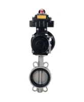 Затвор дисковый поворотный DN.ru WBV3232V-2W-Fb-H Ду150 Ру16, корпус - нержавеющая сталь 316L, диск - нержавеющая сталь 316L, уплотнение - Viton, с пневмоприводом PA-DA-105-1 двойного действия, с БКВ APL-410N EX