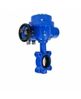 Затвор дисковый поворотный DN.ru WBV1631N-2W-Fb-H Ду150 Ру16 LUG межфланцевый, корпус - чугун QT450, диск - нержавеющая сталь AISI 304, уплотнение - NBR, с электроприводом QT-N-020M-O2-220VAC-У1 с моментной муфтой и штурвалом