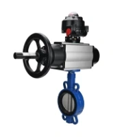 Затвор дисковый поворотный DN.ru WBV1432E-2W-Fb-H Ду150 Ру16, корпус - чугун GGG50, диск - нержавеющая сталь 316L, уплотнение - EPDM, с пневмоприводом DN.ru PA-DA-105-1 двойного действия, с БКВ APL-510N-EX