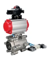 Кран шаровой DN.ru BV3232P(3pc)-FP-SW-ISO-H Ду65 Ру63 полнопроходной, корпус - нержавеющая сталь SS316, под приварку, с пневмоприводом PA-SA-130, пневмораспределителем 4V320-08 AC220V, БКВ APL-210N