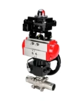 Кран шаровой DN.ru BV3232P(3pc)-FP-W-ISO-H LONG Ду65 Ру25 полнопроходной, корпус - нержавеющая сталь 316, уплотнение - PTFE, под приварку, с пневмоприводом DN.ru PA-DA-083, редуктором DN.ru MON2-450-T28-ISO и БКВ APL-410N EX