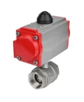Кран шаровой DN.ru BV3232P(2pc)-FP-T-ISO-H Ду80 Ру40 полнопроходной двухходовой, нержавеющая сталь 316, внутренняя резьба, уплотнение - PTFE, с пневмоприводом с возвратными пружинами PA-SA-130