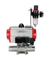 Кран шаровой DN.ru BV3232P(3pc)-FP-W-ISO-H LONG Ду80 Ру25 полнопроходной, корпус - нержавеющая сталь 316, уплотнение - PTFE, под приварку, с пневмоприводом DN.ru PA-SA-130, пневмораспределителем 4M310-08 AC220V и БПВ AFC2000