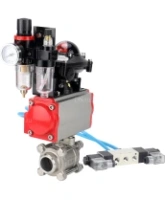 Кран шаровой DN.ru BV3232P(3pc)-FP-W-ISO-H Ду65 Ру25, полнопроходной под приварку, нержавеющая сталь SS316, уплотнение - PTFE, с пневмоприводом PA-DA-083 двойного действия, с пневмораспределителем 4V320-08 AC220V, с БКВ APL-210N, с БПВ AFC2000