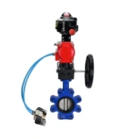 Затвор дисковый поворотный DN.ru WBV1631N-2W-Fb-H Ду150 Ру16 LUG корпус - чугун QT450, диск - нержавеющая сталь 304, уплотнение - NBR, с пневмоприводом DN.ru PA-DA-105, пневмораспределителем 4V320-08 AC220V, БКВ APL-510N EX и редуктором MON3-700-T38-ISO