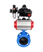 Затвор дисковый поворотный DN.ru WBV1313E-2W-F-H Ду100 Ру16 фланцевый, корпус - чугун GGG40, диск - чугун GGG40, EPDM, с пневмоприводом DN.ru PA-DA-105, пневмораспределителем DN.ru 4M310-08 AC220V, БКВ DN.ru APL-410N EX и БПВ DN.ru AFC2000