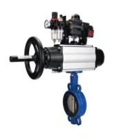 Затвор дисковый поворотный DN.ru WBV1413E-2W-Fb-H Ду150 Ру16, корпус - чугун GGG50, диск - чугун GGG40, уплотнение - EPDM, с пневмоприводом DN.ru PA-DA-105-1 двойного действия, пневмораспределителем 4M310-08 AC220V, БКВ APL-410N EX, БПВ AFC2000